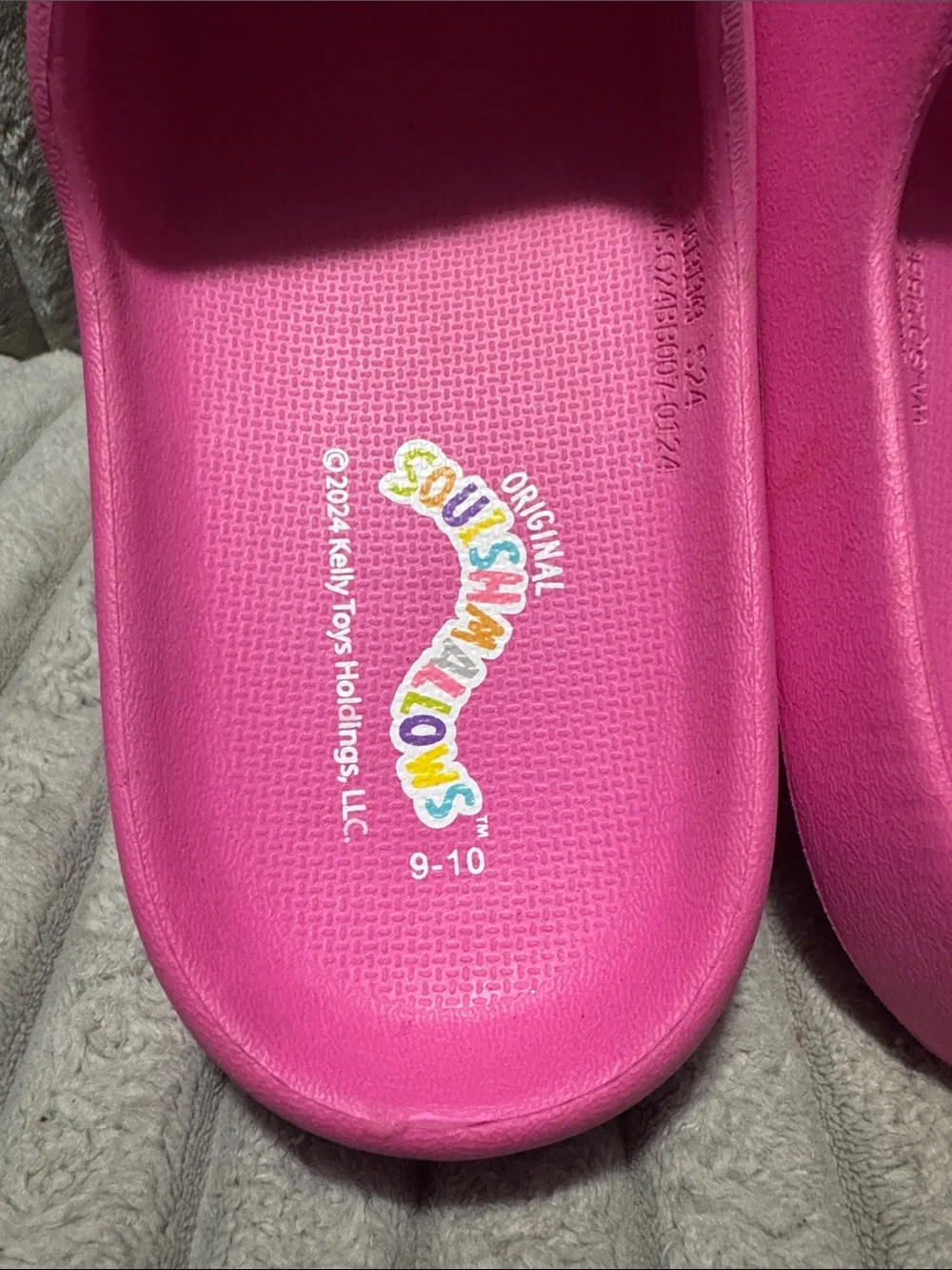 Squishmallows Hot Pink Slide Sandals with Green Cactus Charm